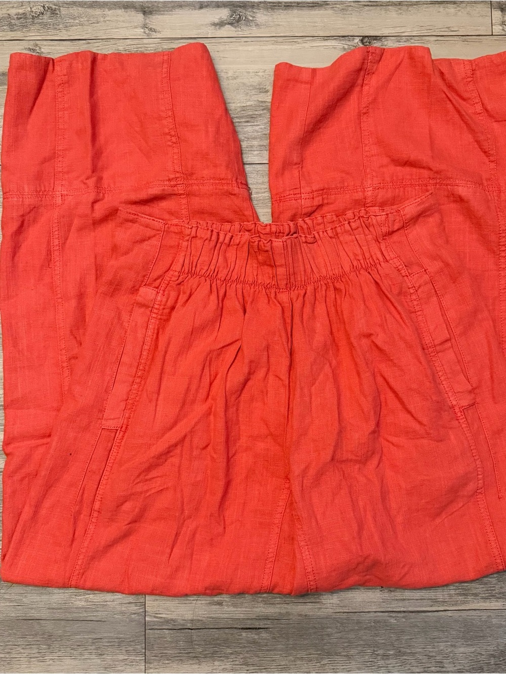 Free People Poppy Red/Orange Wide-Leg Elastic Waist Pants
